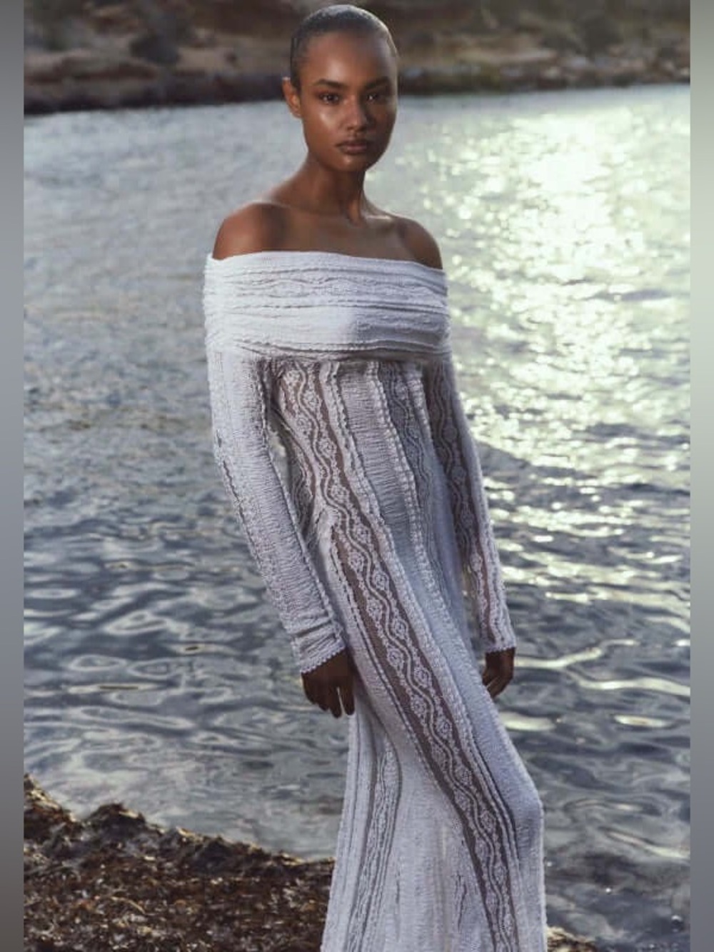 Charo Ruiz Ibiza Minerva White Lace Off-Shoulder Maxi Dress